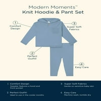 Современи моменти од Гербер Бебе и дете момче или девојче Пол неутрален џемпер плетен худи и пантоло, 2 парчиња