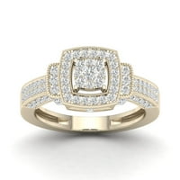 3 4CT TDW Diamond 10K жолто злато двојно квадратен прстен за ангажман