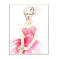Stuple Industries Femaleенски моден мода позиција на розов акварел фустан од Елисавета Стоилова