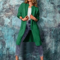 Кардиган За Жени Лесна Плетена Јакна Со Средна Должина Зимски Лабав Џемпер Палто Зелена Големина И