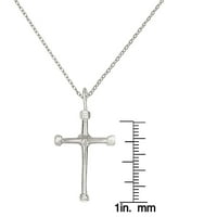 Примарен сребрен сребрен сребрен крст шарм со кабелски ланец