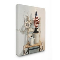 Ступел Индустрии Гроздобер Рустикални Работи Американско Знаме Неутрално Сликарство Платно Ѕидна Уметност Од Сесил Берд