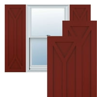 Ekena Millwork 15 W 61 H TRUE FIT PVC San Carlos Mission Style Fixed Mount Sulters, Pepper Red